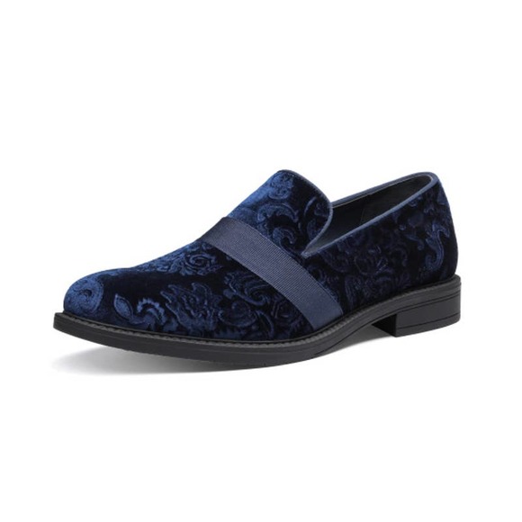 Men's Blue Velvet Loafers - Picture 1 of 7